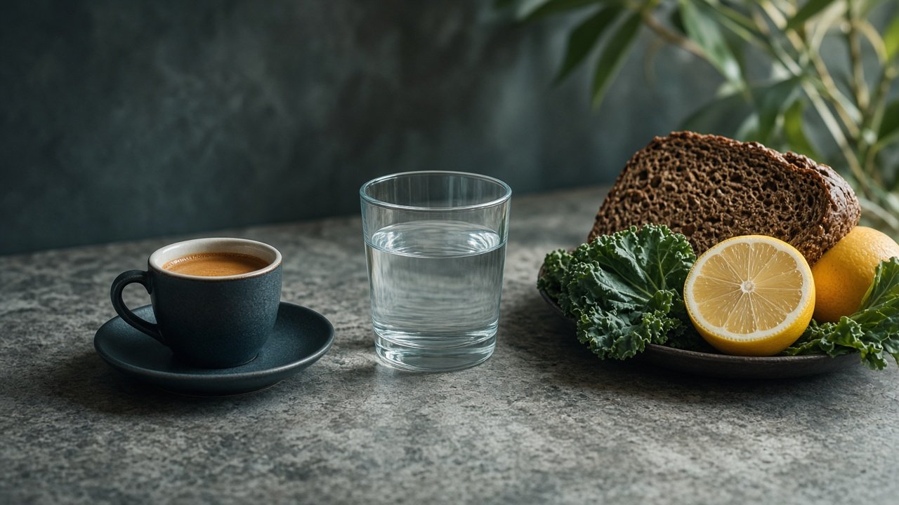 Kaffe, vatten och citron