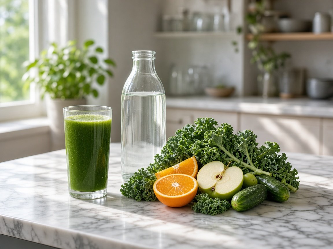 Grön juice och klart vatten