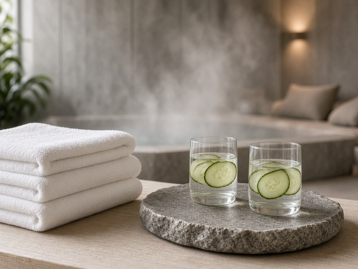 Spa-bricka med två glas vatten